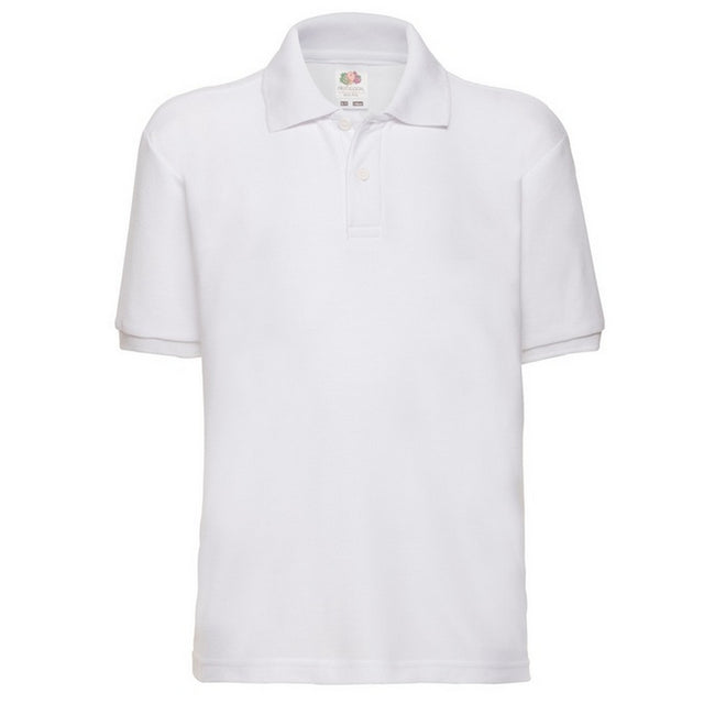 White - Front - Fruit of the Loom Childrens-Kids 65-35 Polo Shirt