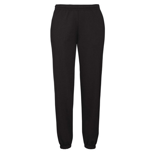 Black - Back - Fruit of the Loom Mens Classic Elasticated Cuff Jogging Bottoms