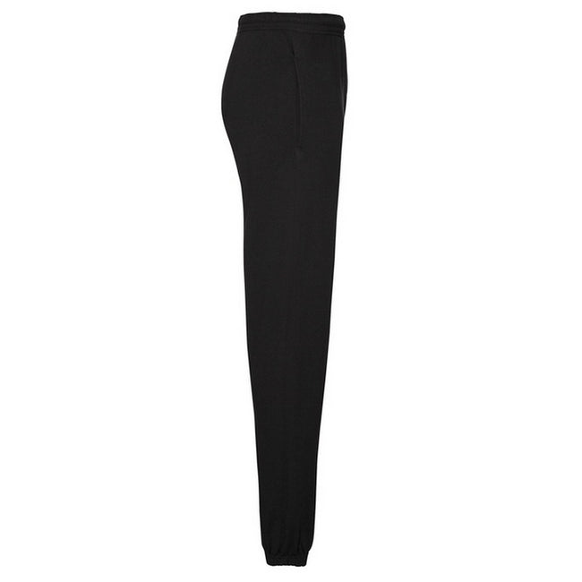 Black - Side - Fruit of the Loom Mens Classic Elasticated Cuff Jogging Bottoms