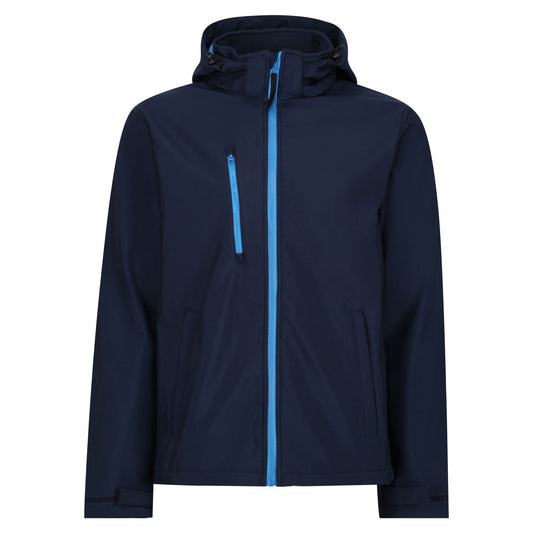 Navy-French Blue - Front - Regatta Mens Venturer 3 Layer Hooded Soft Shell Jacket