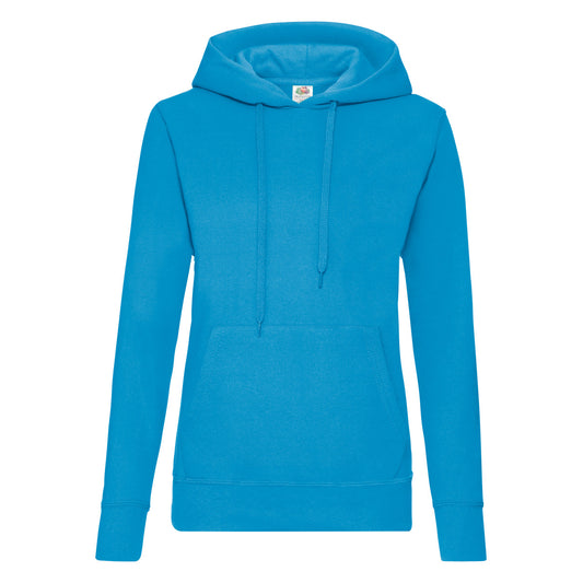 Azure Blue - Front - Fruit of the Loom Womens-Ladies Classic Hoodie