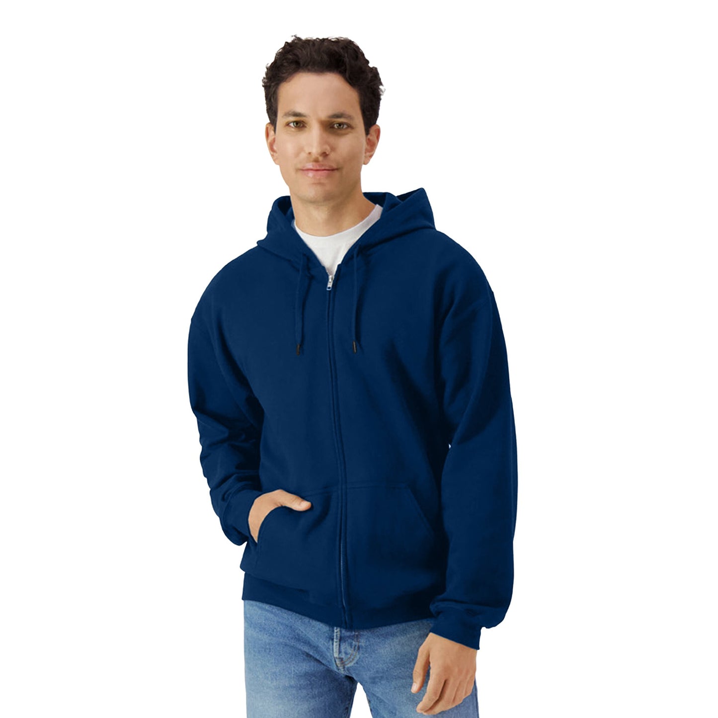 Navy - Back - Gildan Mens Softstyle Midweight Full Zip Hoodie