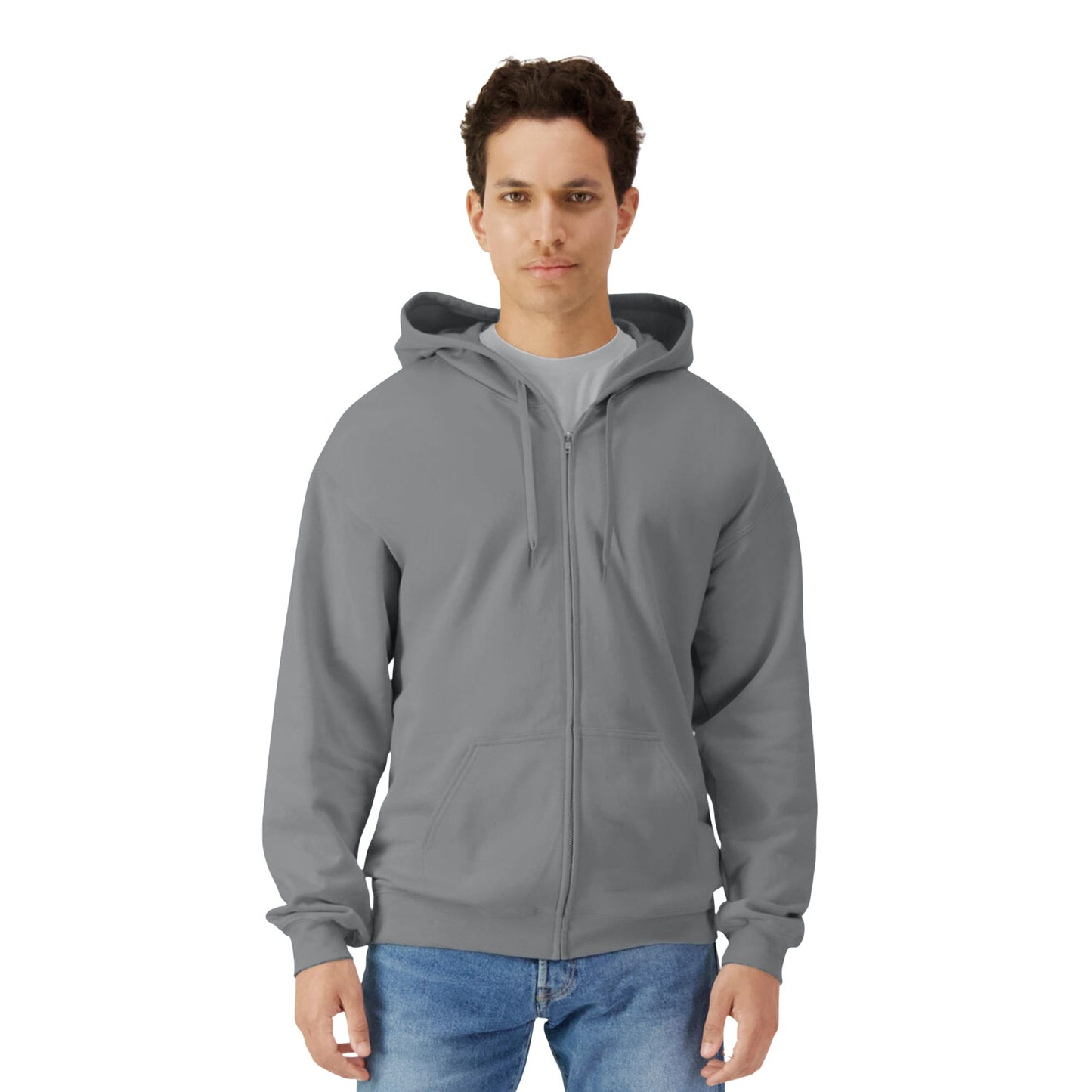 Sports Grey - Back - Gildan Mens Softstyle Midweight Full Zip Hoodie