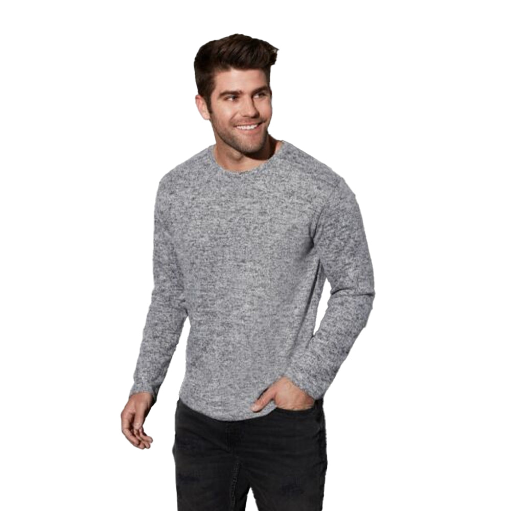 Dark Grey Melange - Back - Stedman Mens Knitted Long-Sleeved Sweatshirt