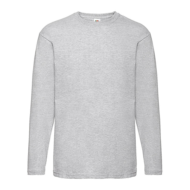 Heather Grey - Front - Fruit of the Loom Mens Valueweight Heather Long-Sleeved T-Shirt