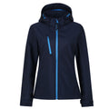 Navy-French Blue - Front - Regatta Womens-Ladies Venturer 3 Layer Hooded Soft Shell Jacket