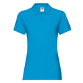Azure Blue - Front - Fruit of the Loom Womens-Ladies Premium Plain Polo Shirt