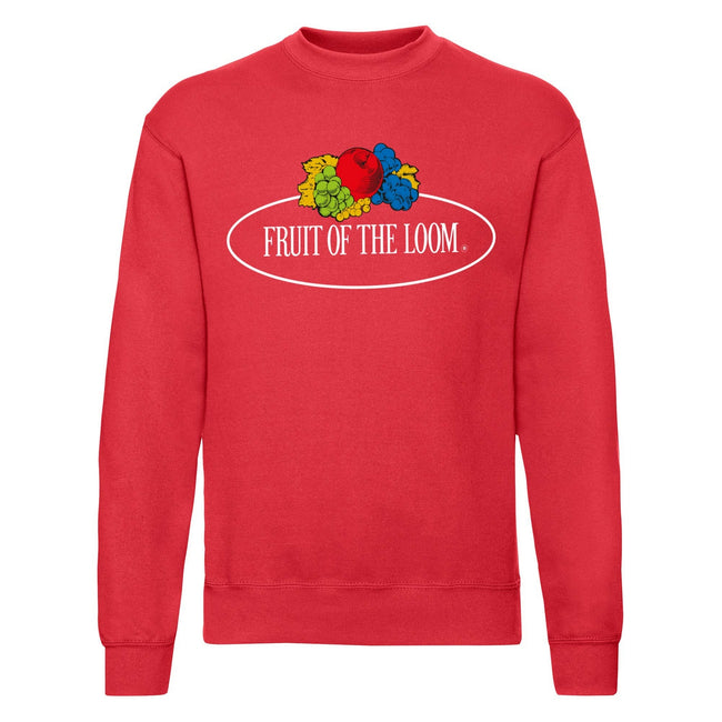 Red - Front - Fruit of the Loom Mens Vintage Logo Printed Sweatshirt
