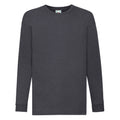 Dark Heather Grey - Front - Fruit of the Loom Childrens-Kids Valueweight Polycotton Long-Sleeved T-Shirt