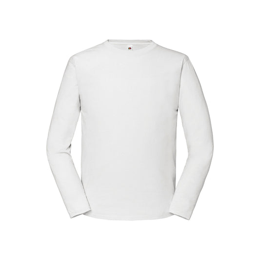 White - Front - Fruit of the Loom Mens Iconic 195 Premium Ringspun Cotton Long-Sleeved T-Shirt
