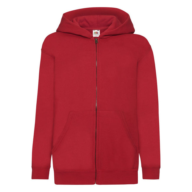 Red - Front - Fruit of the Loom Childrens-Kids Classic Hooded Jacket