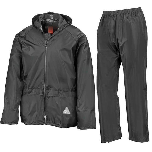 Black - Front - Result Mens Waterproof Jacket And Trousers Set