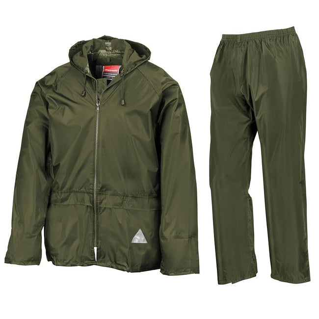 Olive - Front - Result Mens Waterproof Jacket And Trousers Set
