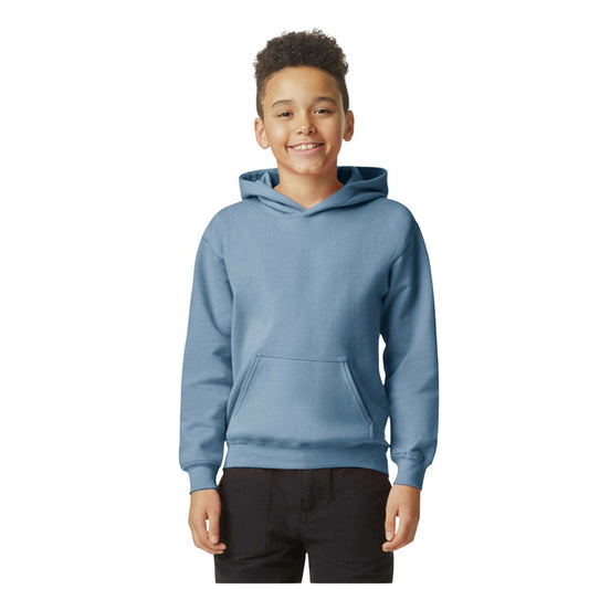Stone Blue - Front - Gildan Childrens-Kids Softstyle Plain Fleece Midweight Hoodie