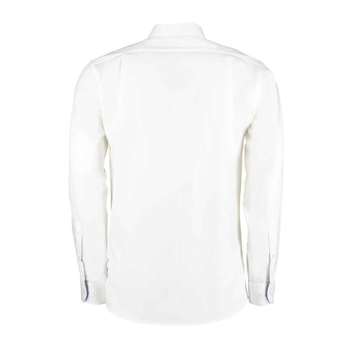 White-Mid Blue - Back - Kustom Kit Mens Contrast Premium Oxford Shirt