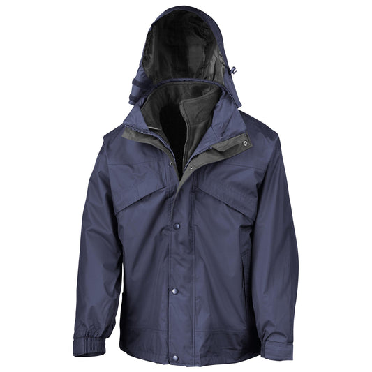 Navy Blue - Front - Result Mens 3 In 1 Zip And Clip StormDri Waterproof Windproof Jacket