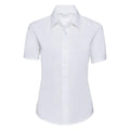 White - Front - Russell Collection Ladies-Womens Short Sleeve Easy Care Oxford Shirt
