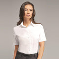 White - Back - Russell Collection Ladies-Womens Short Sleeve Easy Care Oxford Shirt