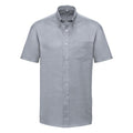 Silver Grey - Front - Russell Collection Mens Short Sleeve Easy Care Oxford Shirt