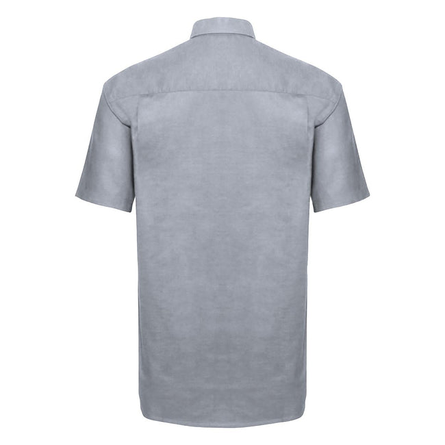 Silver Grey - Back - Russell Collection Mens Short Sleeve Easy Care Oxford Shirt