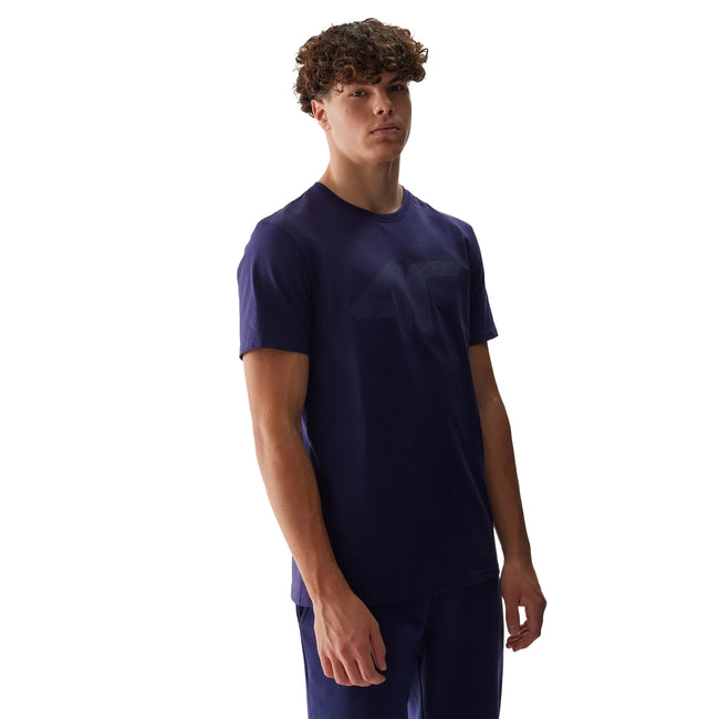 Navy - Side - 4F Mens Logo Regular T-Shirt