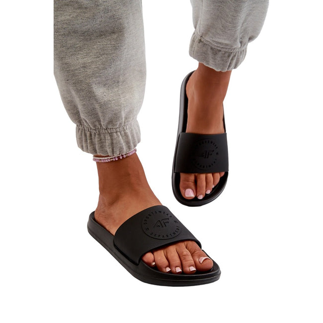 Deep Black - Back - 4F Womens-Ladies Plain Sliders