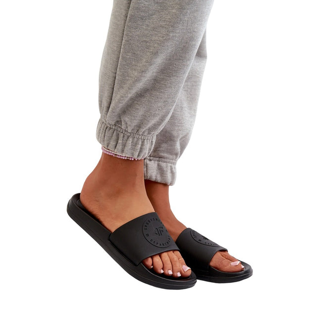 Deep Black - Side - 4F Womens-Ladies Plain Sliders