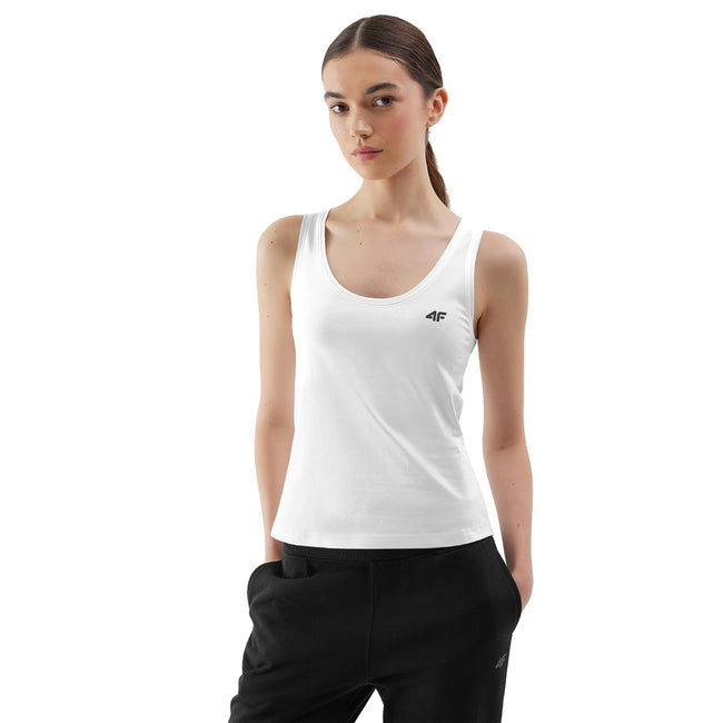 White - Back - 4F Womens-Ladies Plain Slim Tank Top