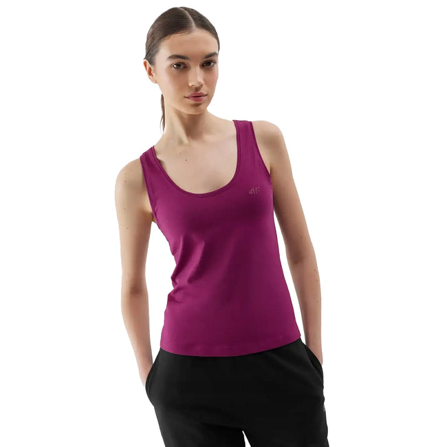 Violet - Side - 4F Womens-Ladies Plain Slim Tank Top