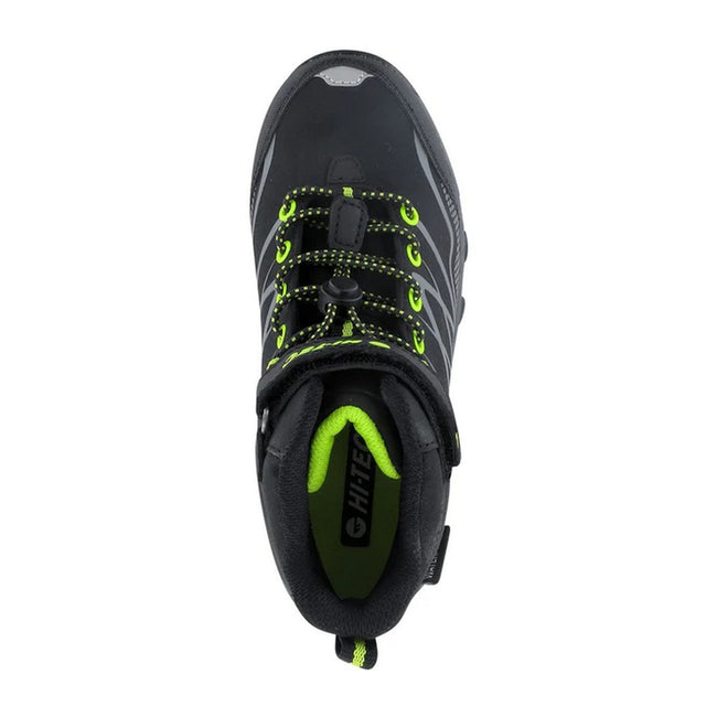 Black-Lime - Side - Hi-Tec Boys Blackout Mid Cut Walking Boots