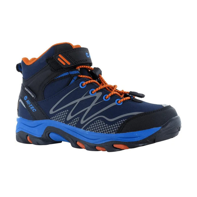 Navy-Orange-Lake Blue - Back - Hi-Tec Boys Blackout Mid Cut Walking Boots