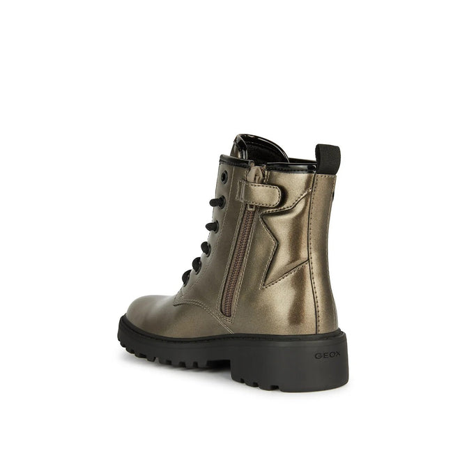 Lead-Black - Back - Geox Girls Casey Ankle Boots