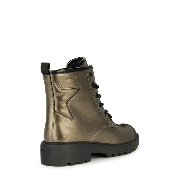 Lead-Black - Close up - Geox Girls Casey Ankle Boots