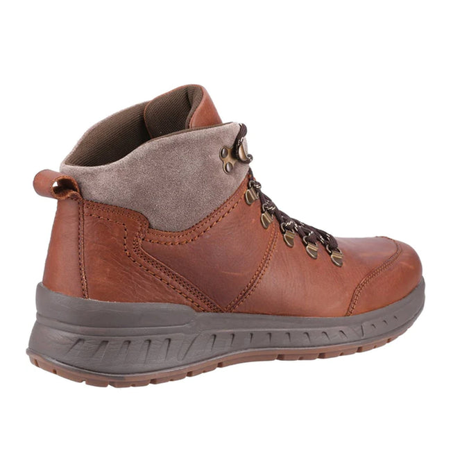 Dark Tan - Back - Cotswold Mens Avening Leather Walking Shoes