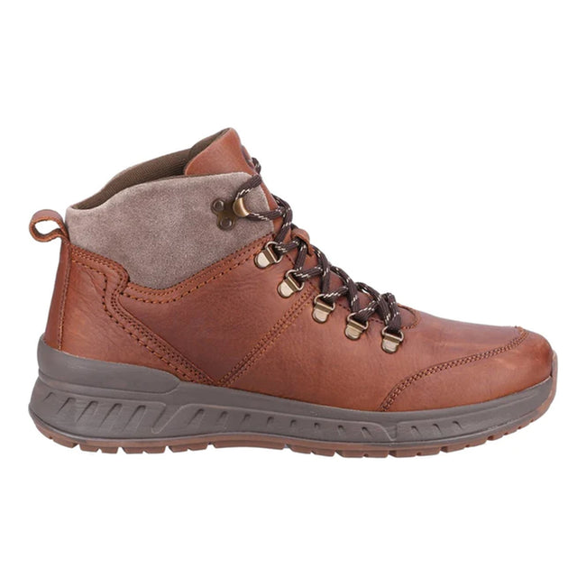 Dark Tan - Side - Cotswold Mens Avening Leather Walking Shoes