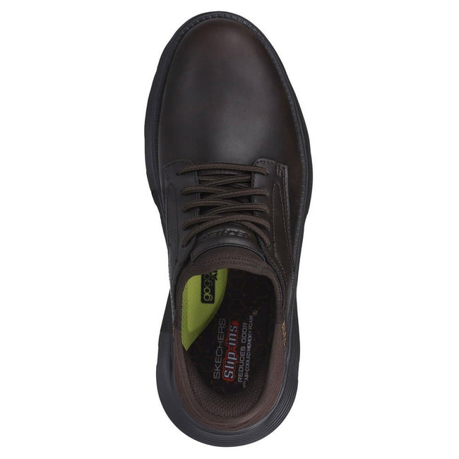 Chocolate - Lifestyle - Skechers Mens Garza - Gervin Leather Oxford Shoes