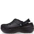 Black - Side - Crocs Womens-Ladies Classic Lined Platform Clogs