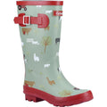 Khaki Green-Red - Front - Cotswold Childrens-Kids Farmyard Wellington Boots