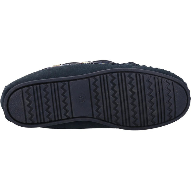 Navy - Side - Cotswold Womens-Ladies Chatsworth Suede Moccasins