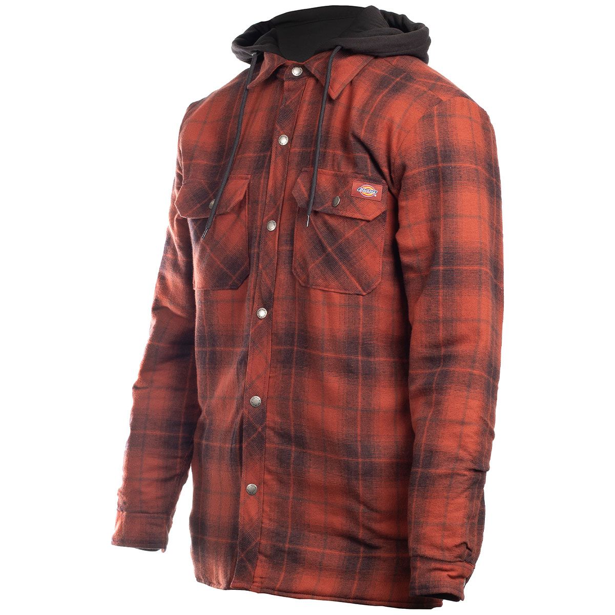 Brick - Side - Dickies Workwear Mens Fleece Hooded Shirt Jacket