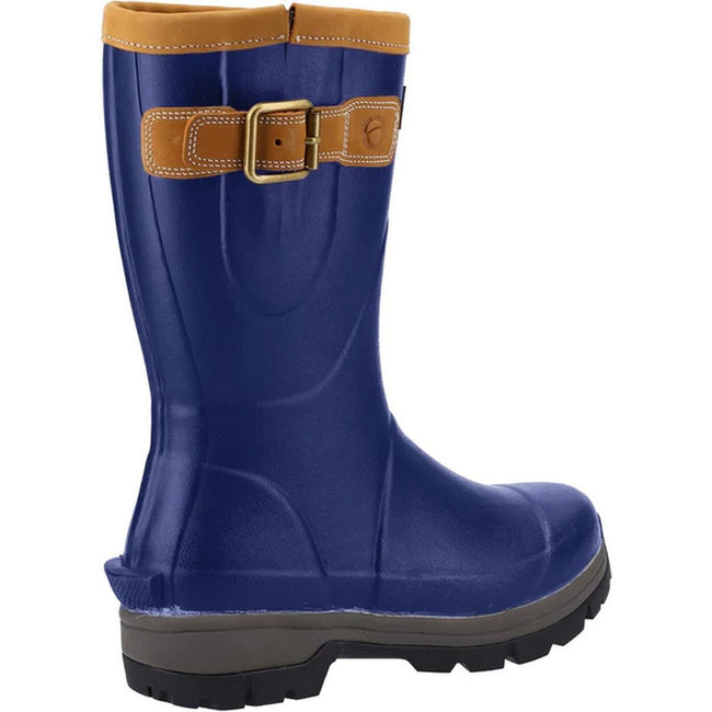 Navy - Back - Cotswold Unisex Adult Stratus Leather Short Wellington Boots