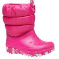 Pink - Front - Crocs Childrens-Kids Classic Neo Puff Boots
