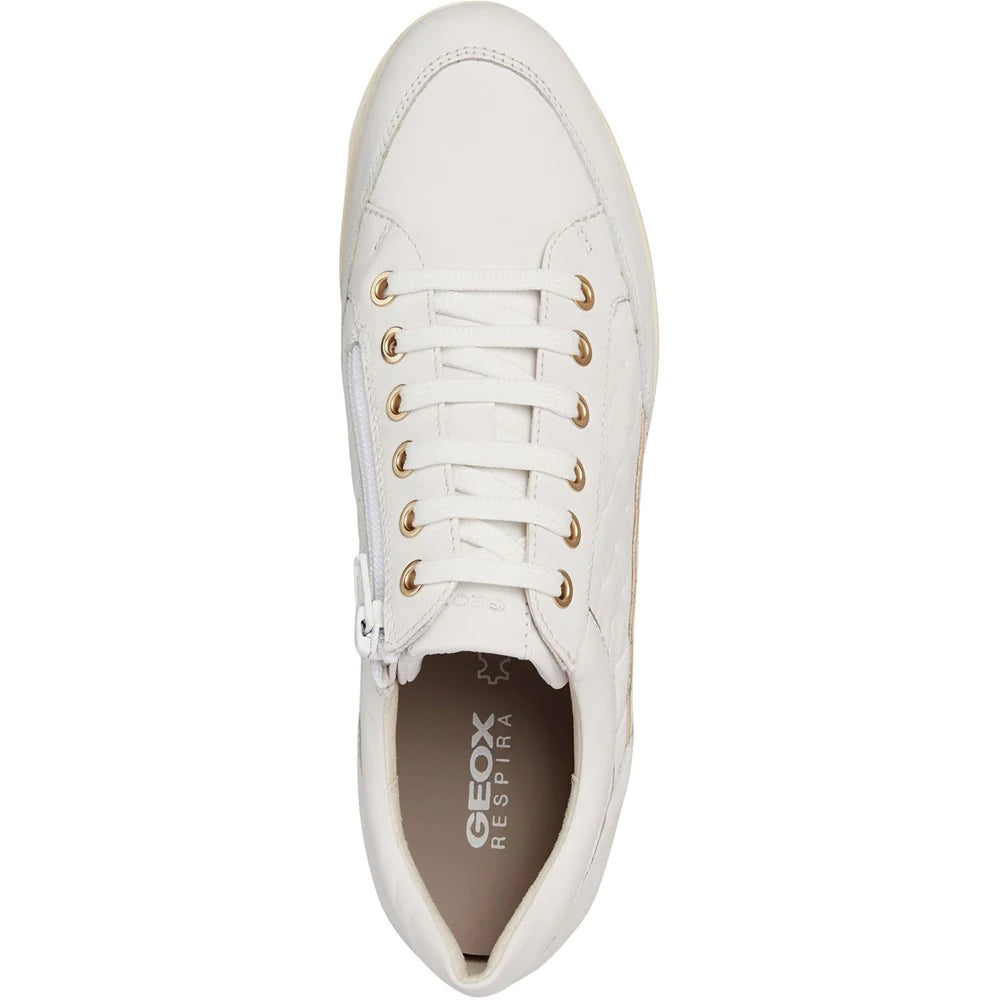 White - Lifestyle - Geox Womens-Ladies Myria Leather Trainers