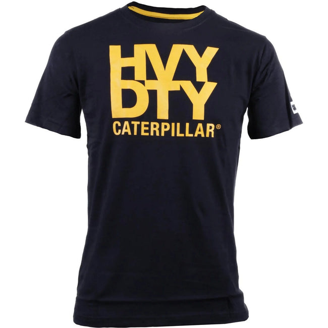Black - Front - Caterpillar Mens Trademark Logo Heavy Duty T-Shirt