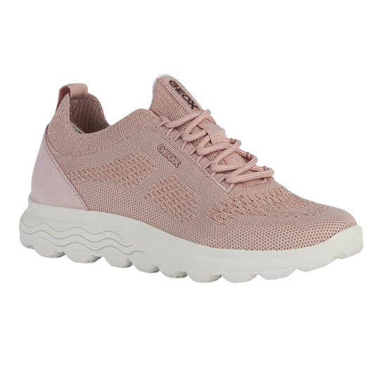 Light Rose - Front - Geox Womens-Ladies Spherica Suede Trainers