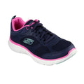 Navy-Hot Pink - Front - Skechers Womens-Ladies Flex Appeal 5.0 Fresh Touch Leather Trainers