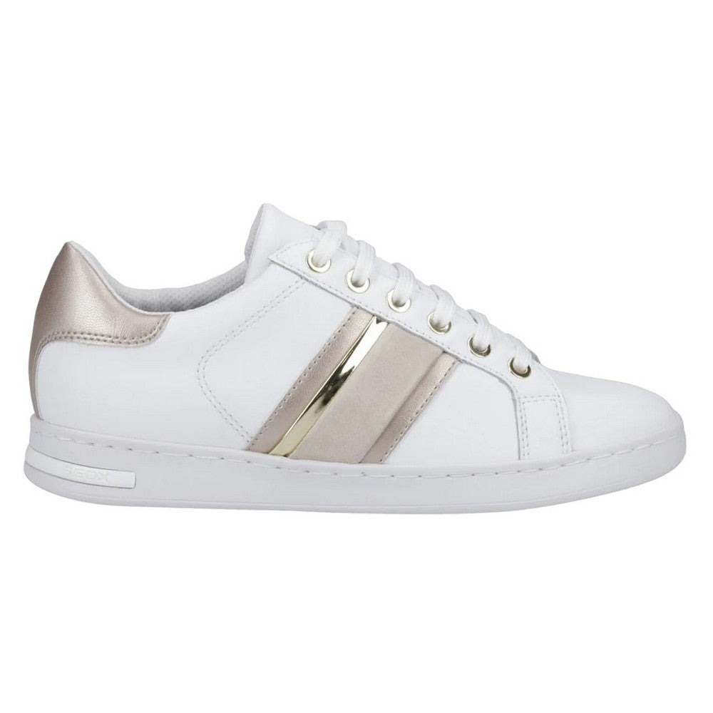 White-Gold - Side - Geox Womens-Ladies Jaysen Trainers