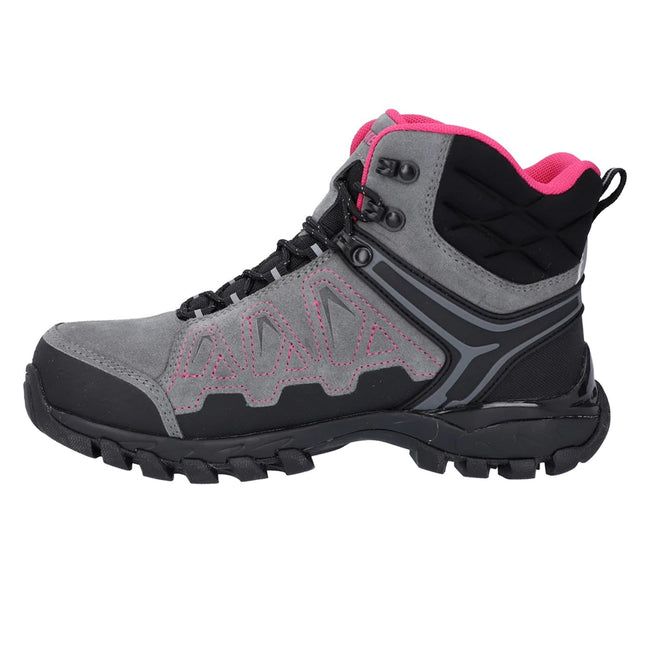 Grey-Fuchsia - Side - Hi-Tec Mens V-Lite Explorer Suede V-Lite Waterproof Hiking Boots