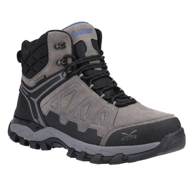 Charcoal-Grey-Dark Blue - Front - Hi-Tec Mens V-Lite Explorer Suede V-Lite Waterproof Hiking Boots