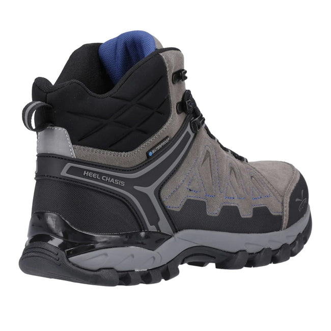 Charcoal-Grey-Dark Blue - Back - Hi-Tec Mens V-Lite Explorer Suede V-Lite Waterproof Hiking Boots